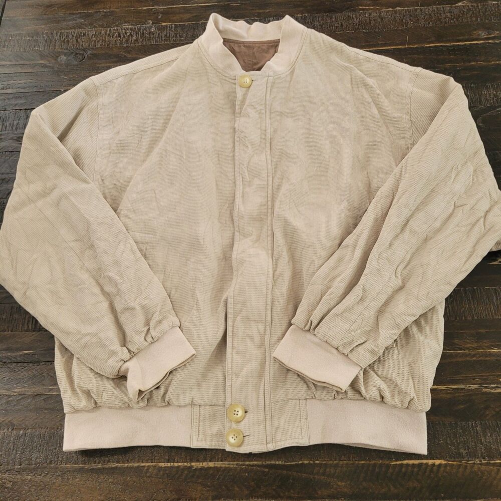 Vintage Tulliano Silk Lightweight Bomber Jacket Blouson Retro Style Mens Medium - Picture 2 of 7